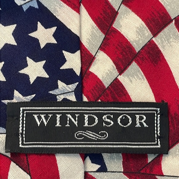 Americana Windsor Patriotic Tie Red White Blue American Flag Necktie - Picture 2 of 10